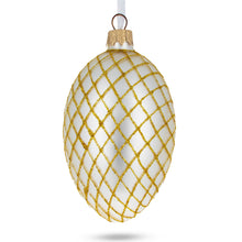Load image into Gallery viewer, 3D Flowers on White Glass Egg Ornament 4 Inches