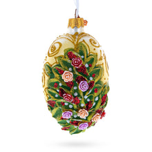 Load image into Gallery viewer, Embossed Roses Bouquet Glass Egg Ornament 4 Inches