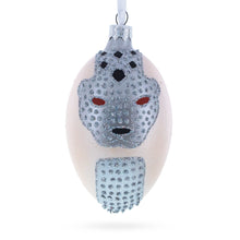 Load image into Gallery viewer, French Designer Jeweled Panther Glass Egg Christmas Ornament 4 Inches