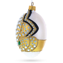 Load image into Gallery viewer, Louis-Francois Designer Jeweled Panther Glass Egg Christmas Ornament 4 Inches