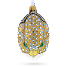 Load image into Gallery viewer, Louis-Francois Designer Jeweled Panther Glass Egg Christmas Ornament 4 Inches