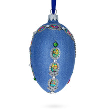 Load image into Gallery viewer, French Designer Jeweled Conquests Necklace Glass Egg Christmas Ornament 4 Inches