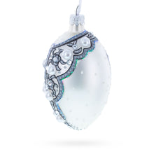Load image into Gallery viewer, French Couturier Pearls on White Pendant Necklace Glass Egg Christmas Ornament 4 Inches