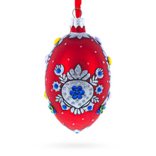 Load image into Gallery viewer, Florence Designer Jeweled Pendant Necklace Glass Egg Christmas Ornament 4 Inches