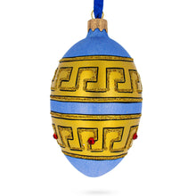 Load image into Gallery viewer, Italian Designer Jeweled Fine Ring Glass Egg Christmas Ornament 4 Inches