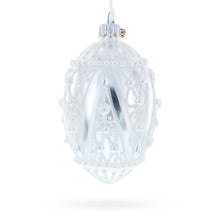 Load image into Gallery viewer, Pearlized Drops on White Glass Egg Christmas Ornament 4 Inches