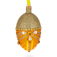 Load image into Gallery viewer, Glittered Orange Glass Egg Christmas Ornament 4 Inches
