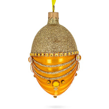 Load image into Gallery viewer, Glittered Orange Glass Egg Christmas Ornament 4 Inches