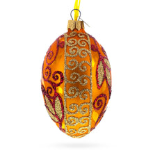 Load image into Gallery viewer, Autumn Leaves on Gold Glass Egg Christmas Ornament 4 Inches