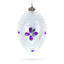 Load image into Gallery viewer, Purple Drops Glass Egg Christmas Ornament 4 Inches