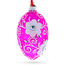 Load image into Gallery viewer, Flower with Diamond Glass Egg Christmas Ornament 4 Inches