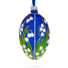 Load image into Gallery viewer, 1898 Lilies of the Valley Royal in Blue Egg Glass Egg Christmas Ornament 4 Inches