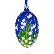 Load image into Gallery viewer, 1898 Lilies of the Valley Royal in Blue Egg Glass Egg Christmas Ornament 4 Inches