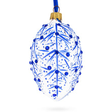 Load image into Gallery viewer, Blue Branches Glass Egg Christmas Ornament 4 Inches