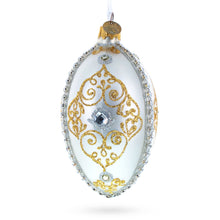 Load image into Gallery viewer, Diamond in Golden Scroll Glass Egg Christmas Ornament 4 Inches