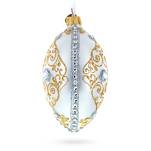 Load image into Gallery viewer, Diamond in Golden Scroll Glass Egg Christmas Ornament 4 Inches