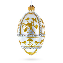 Load image into Gallery viewer, Jeweled Golden Chandelier on Silver Glass Egg Christmas Ornament 4 Inches