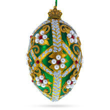 Load image into Gallery viewer, Jewels on Green Glass Egg Christmas Ornament 4 Inches