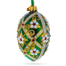 Load image into Gallery viewer, Jewels on Green Glass Egg Christmas Ornament 4 Inches