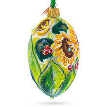 Load image into Gallery viewer, Sunflowers and Berries Glass Egg Ornament 4 Inches