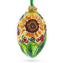 Load image into Gallery viewer, Sunflowers and Berries Glass Egg Ornament 4 Inches