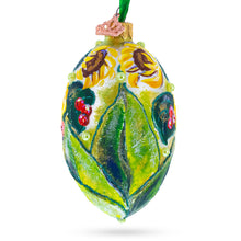 Load image into Gallery viewer, Sunflowers and Berries Glass Egg Ornament 4 Inches