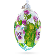 Load image into Gallery viewer, Flowers on White Glass Egg Ornament 4 Inches