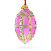 Load image into Gallery viewer, Diamonds on Gold and Pink Glass Egg Ornament 4 Inches