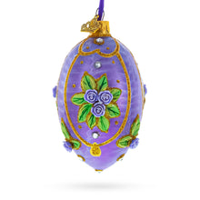 Load image into Gallery viewer, 3D Roses Bouquet on Purple Glass Egg Ornament 4 Inches