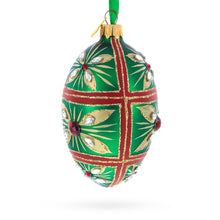 Load image into Gallery viewer, Red Jewel on Green Glass Egg Ornament 4 Inches