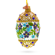 Load image into Gallery viewer, Flowers Swirl Glass Egg Ornament 4 Inches