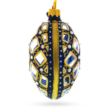 Load image into Gallery viewer, Mosaic Pattern on Blue Glass Egg Ornament 4 Inches