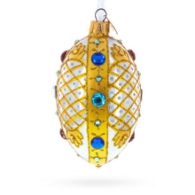 Load image into Gallery viewer, Multicolored Jewels on White Glass Egg Ornament 4 Inches