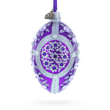 Load image into Gallery viewer, Purple Flowers on Purple Glass Egg Ornament 4 Inches