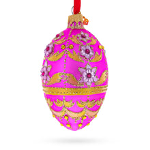Load image into Gallery viewer, Jeweled Flowers on Pink Glass Egg Ornament 4 Inches