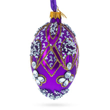 Load image into Gallery viewer, Diamonds on Pearl Glass Egg Ornament 4 Inches