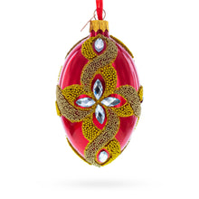 Load image into Gallery viewer, Diamond Star on Red Glass Egg Ornament 4 Inches