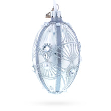 Load image into Gallery viewer, Diamonds on Silver Glass Egg Ornament 4 Inches
