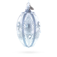 Load image into Gallery viewer, Diamonds on Silver Glass Egg Ornament 4 Inches