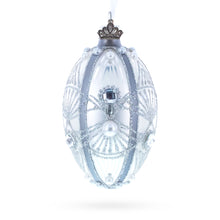 Load image into Gallery viewer, Diamonds on Silver Glass Egg Ornament 4 Inches