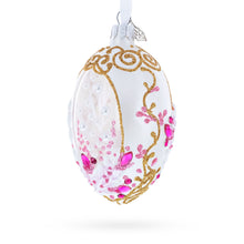 Load image into Gallery viewer, Pink Pearls on Clear Glass Egg Ornament 4 Inches