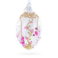 Load image into Gallery viewer, Pink Pearls on Clear Glass Egg Ornament 4 Inches