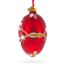 Load image into Gallery viewer, 1901 Kelch Apple Blossom on Red Royal Egg Glass Ornament 4 Inches