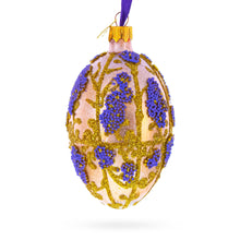 Load image into Gallery viewer, Golden Amber with Lavender Blossoms Beaded Glass Egg Ornament 4 Inches