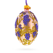 Load image into Gallery viewer, Golden Amber with Lavender Blossoms Beaded Glass Egg Ornament 4 Inches