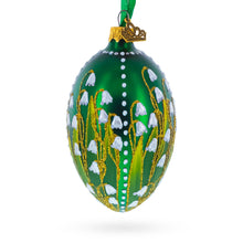 Load image into Gallery viewer, Lily of the Valley on Emerald Egg Glass Ornament 4 Inches