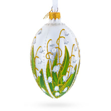 Load image into Gallery viewer, Lily of the Valley on Silver Egg Glass Ornament 4 Inches