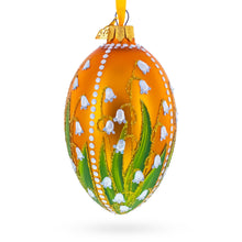 Load image into Gallery viewer, Lily of the Valley on Gold Egg Glass Ornament 4 Inches