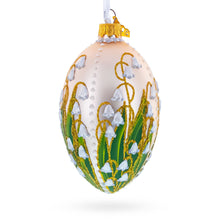 Load image into Gallery viewer, Lily of the Valley on Ivory Egg Glass Ornament 4 Inches