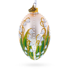 Load image into Gallery viewer, Lily of the Valley on Ivory Egg Glass Ornament 4 Inches
